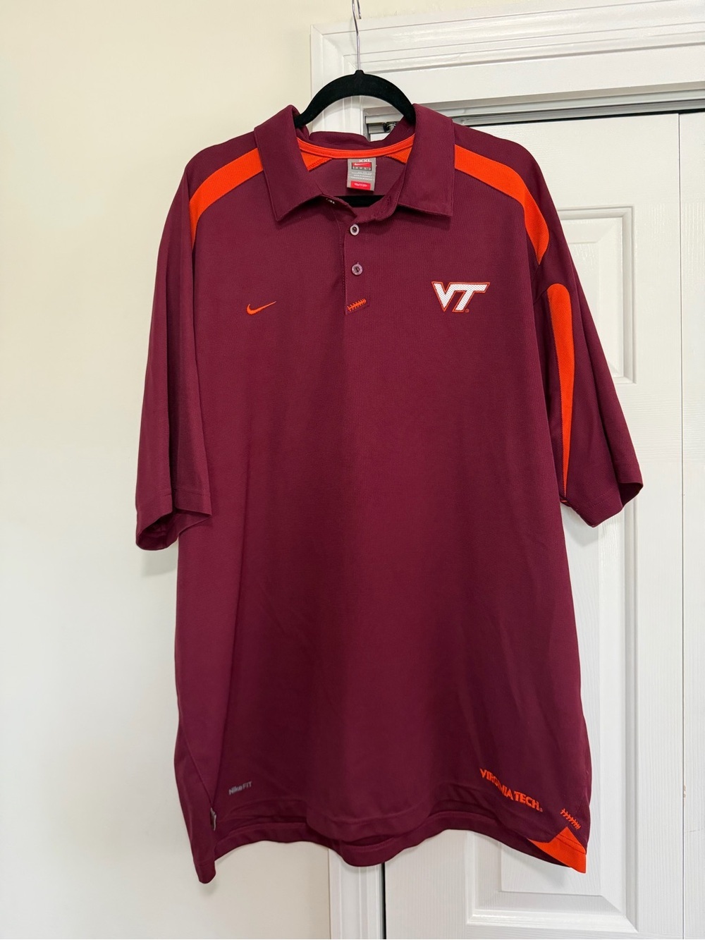 Nike Team Dri Fit Virginia Tech Short Sleeve Hokies Polo Size XXL
